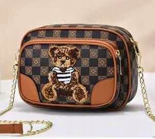 TORBA TOREBKA DAMSKA LISTONOSZKA KUFEREK NA RAMIĘ MAŁA MIŚ KRATA CIEMNA RUD Marka inna