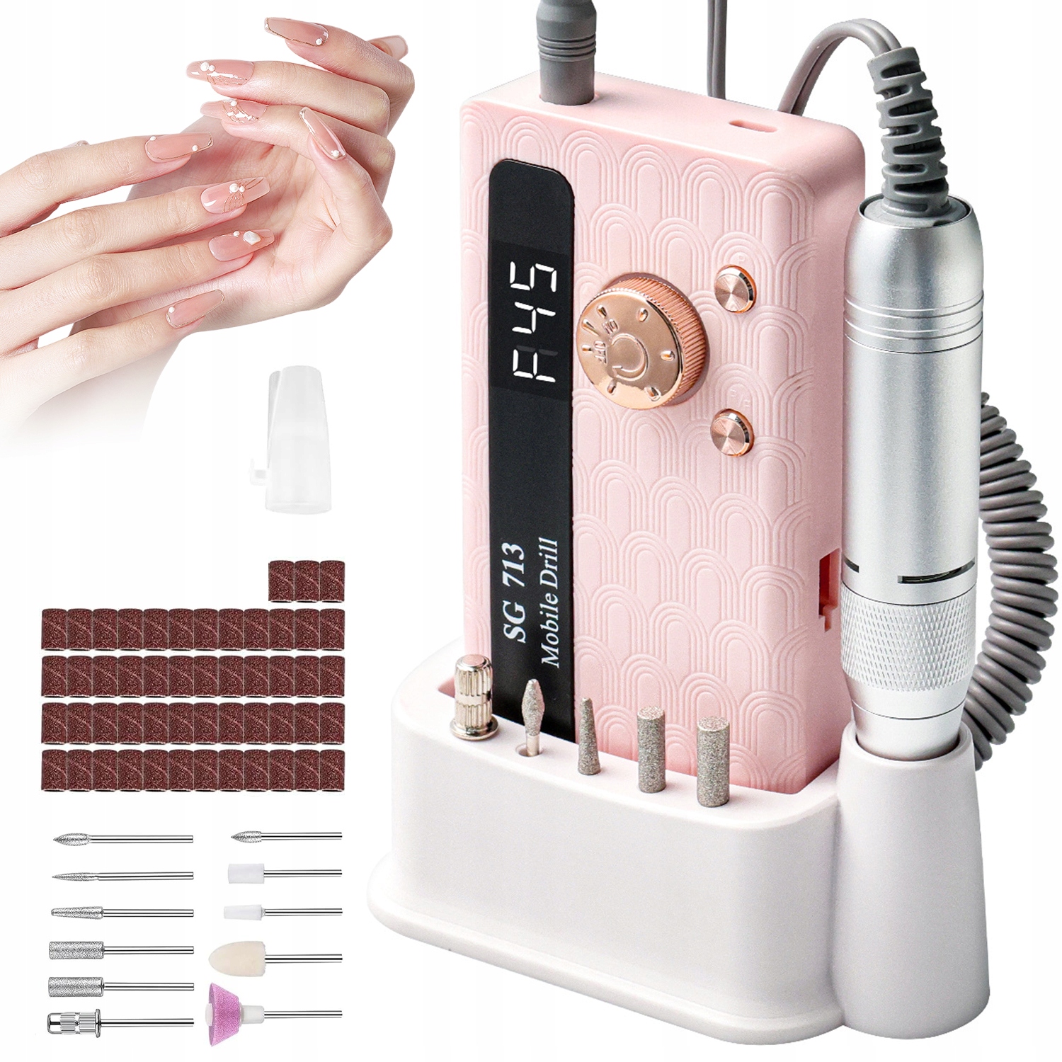 Profesionální Bruska Vrtačka Na Nehty Výkonné Pilování Tichá Růžová