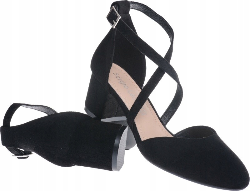 Sandały Damskie Na Klocku Zakryte Palce czarny zamsz 40