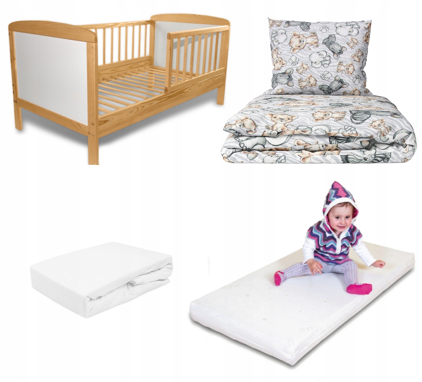 Čalouněná dětská postýlka 120x60 cm matrace pěnová povlečení ready to use