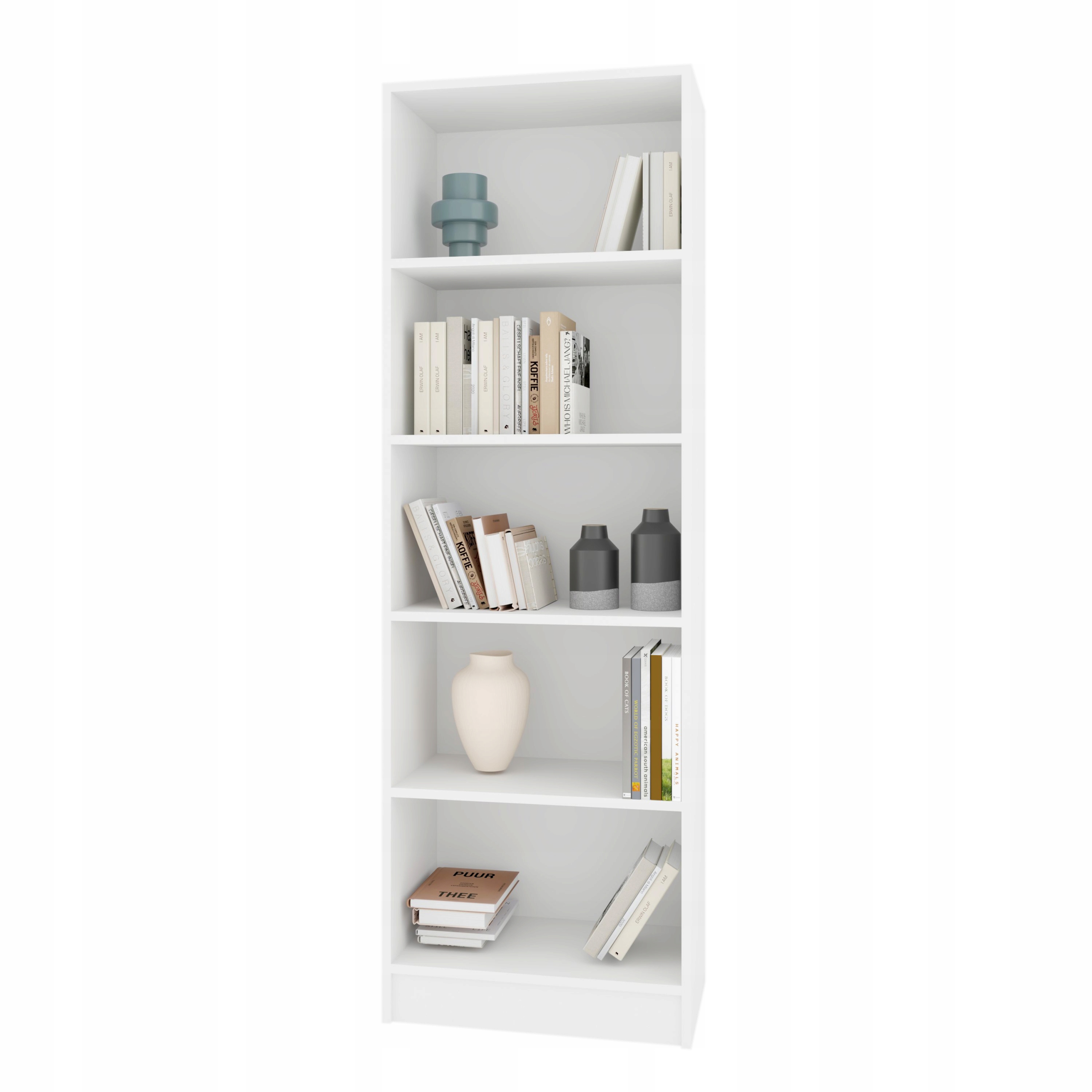 Regál na knihy Bílý s policemi 5 Polic 60 CM Hračky Segregátory Kancelář