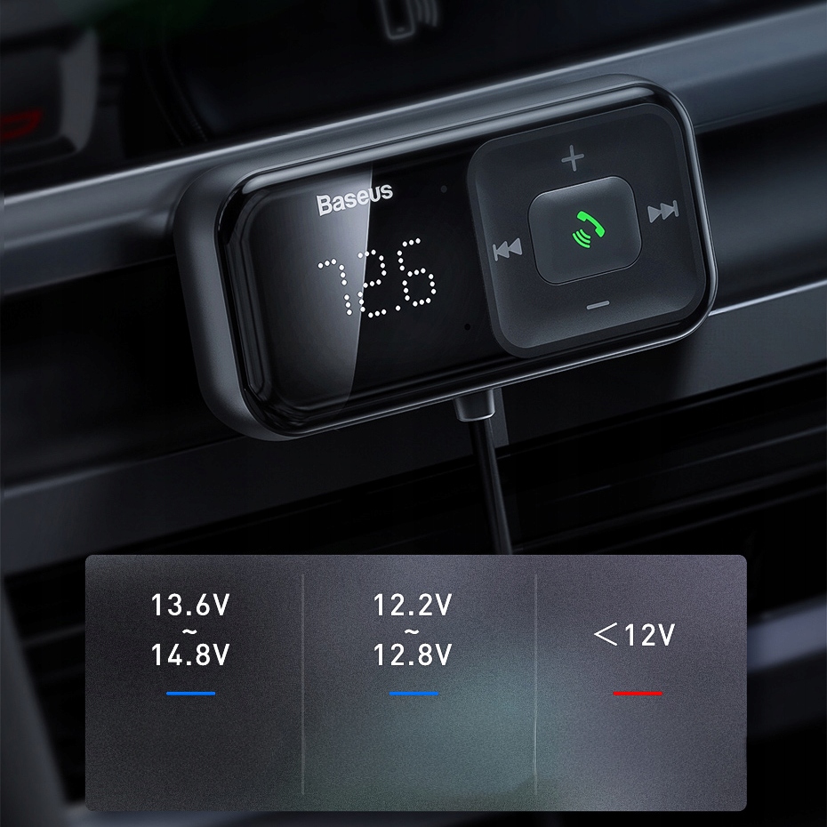 BASEUS TRANSMITER FM BLUETOOTH ŁADOWARKA SAMOCHODOWA 2x USB AUX SD 2.1A Model T typed S-16