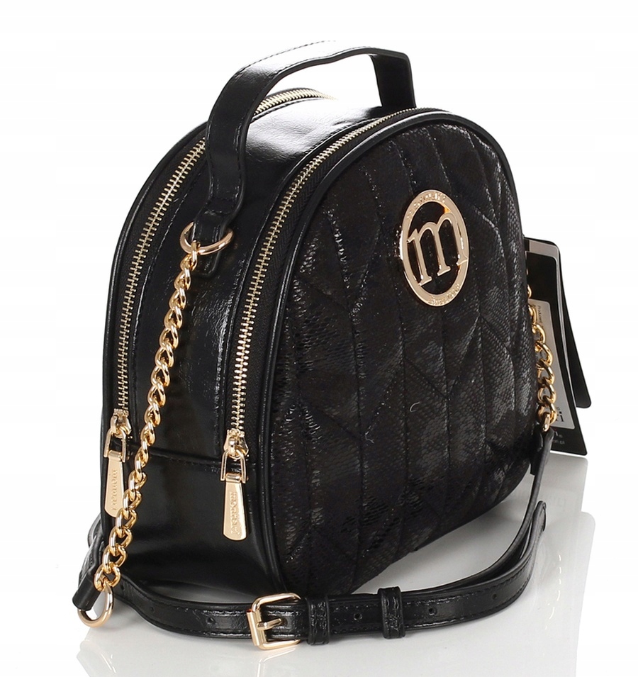 Monnari Pojemna torebka listonoszka Kuferek Dwie komory Pasek z łańcuszkiem