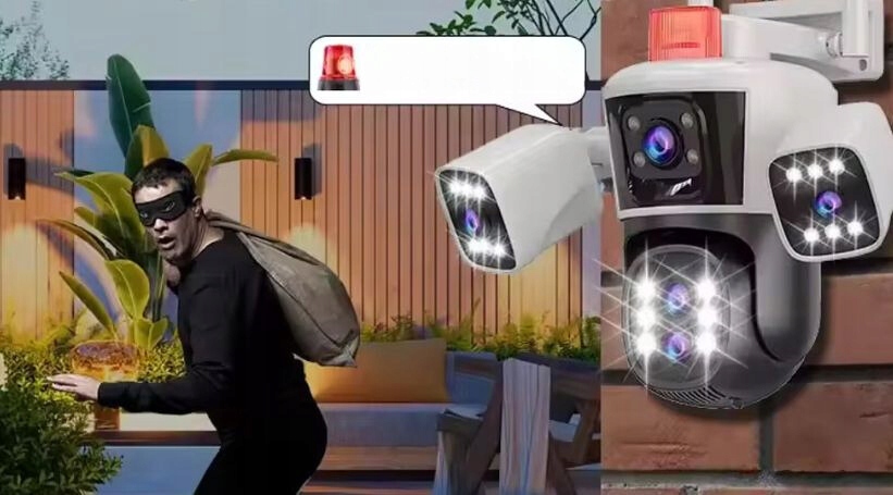 3 KAMERY PANORAMICZNA KAMERA MONITORINGU OBROTOWA 6MPX LAN WiFi Zoom x 10 Technologia IP