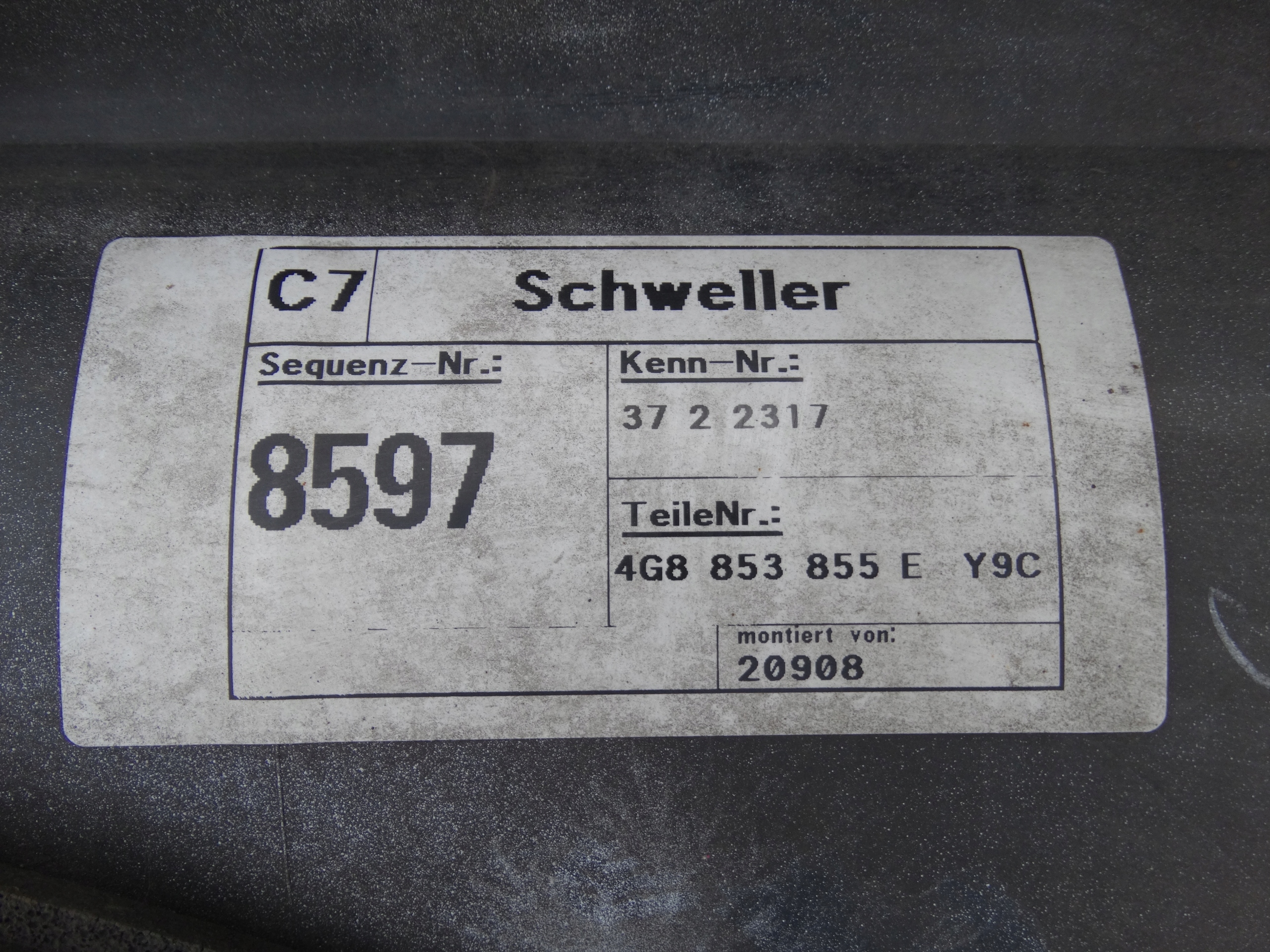 AUDI A7 C7 4G SPORTBACK cap moulding threshold left LY9C BIALA threshold left