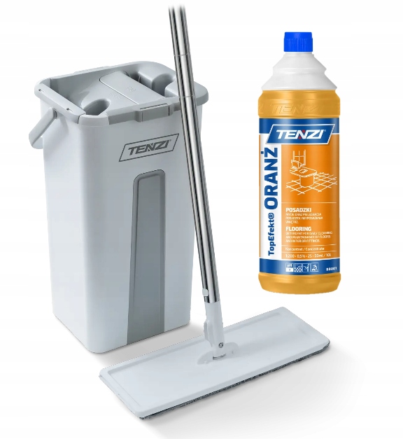 Levně Tenzi Mop plochý s dvoukomorovým kbelíkem Prostředek na mytí podlah Oranž 1L