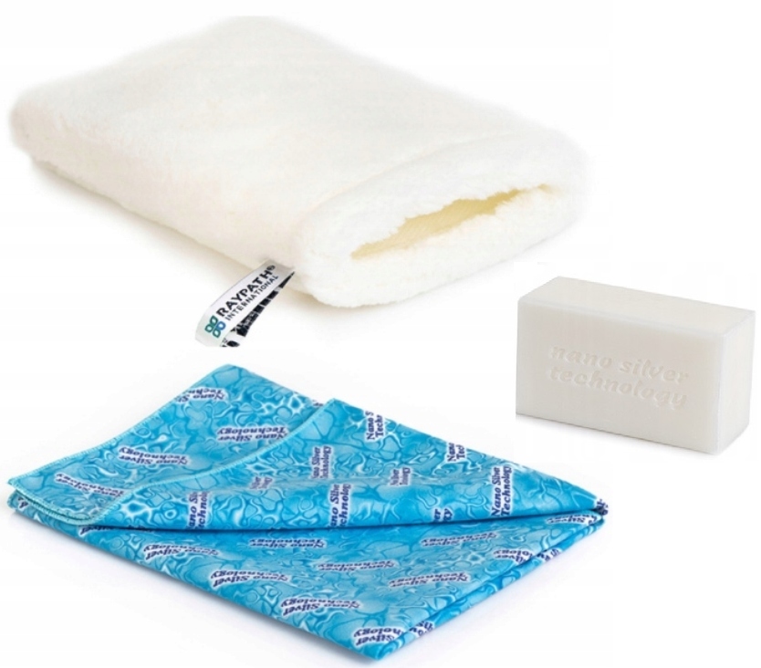 Raypath Zestaw Rękawica Biała M Sunbeam Niebieski Białe Mydło 100 g