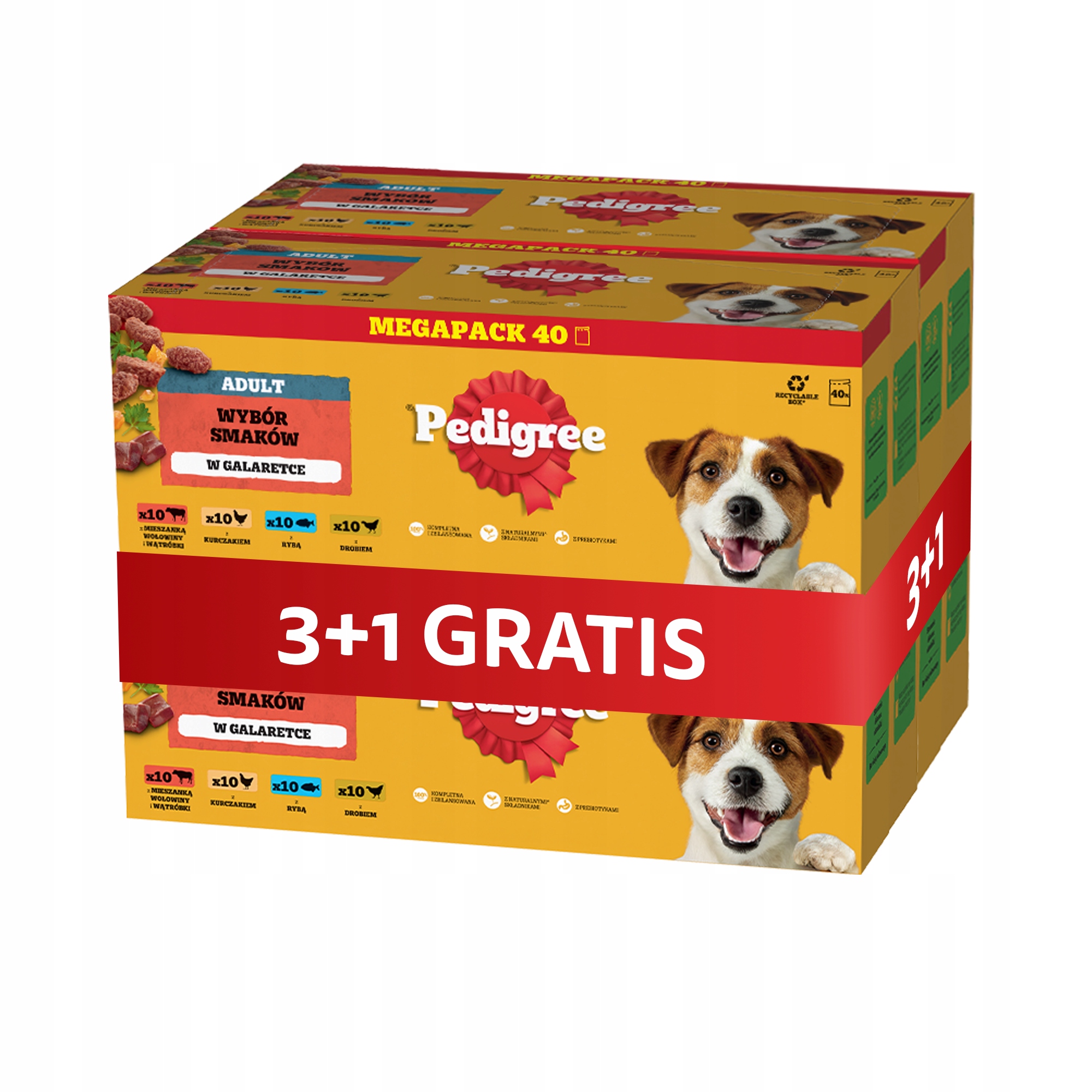 Pedigree mokra karma dla psa w galaretce saszetki 40x100 g 3+1