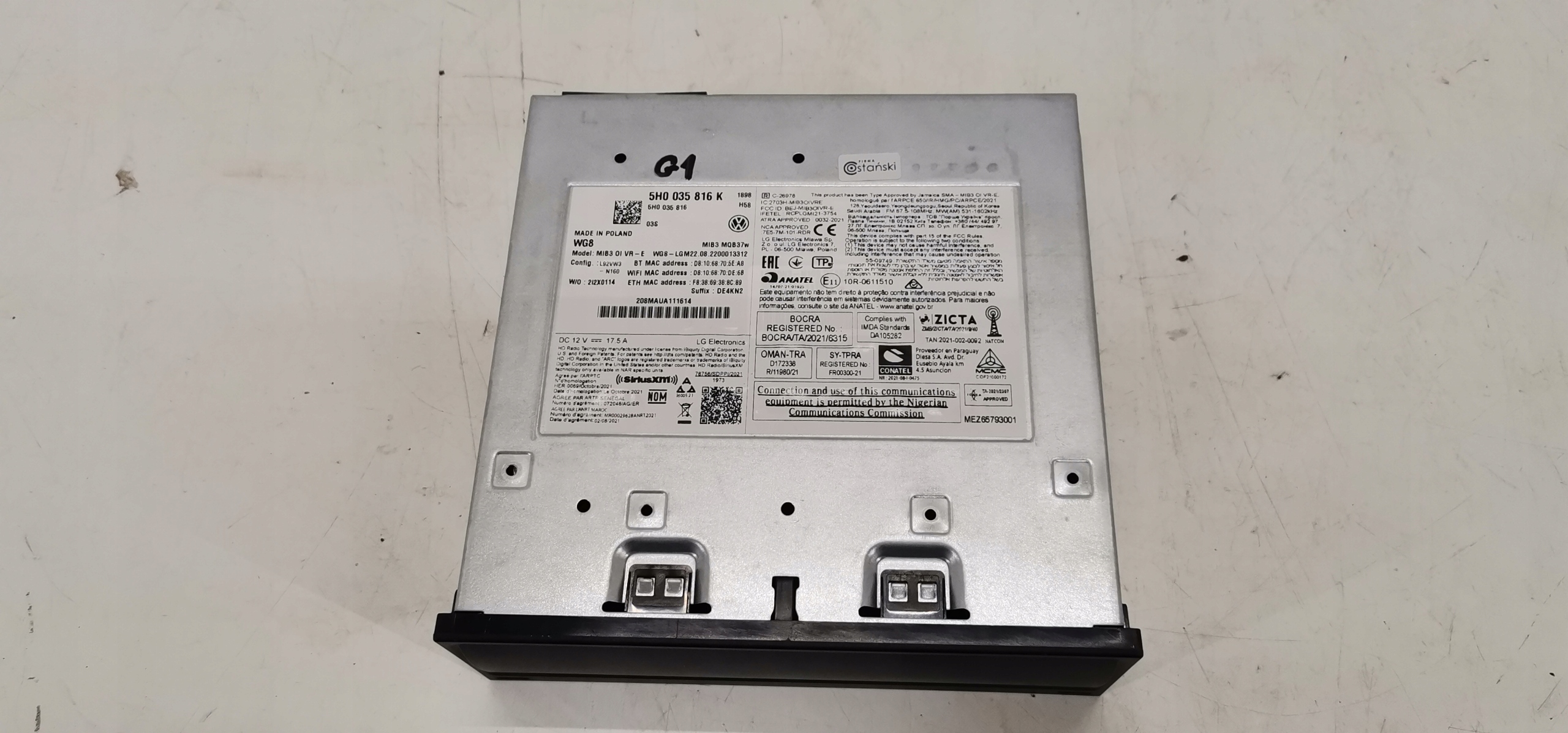 VW GOLF VIII 8 2020- CZYTNIK MMI NAWIGACJI MULTIMEDIA 5H0035816K Producent części Volkswagen OE