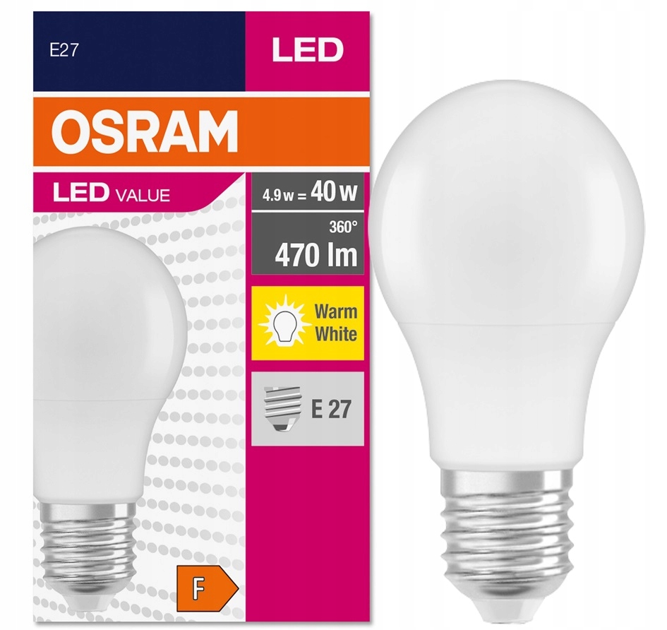 

Osram żarówka Led Value 4.9W 40W E27 2700K