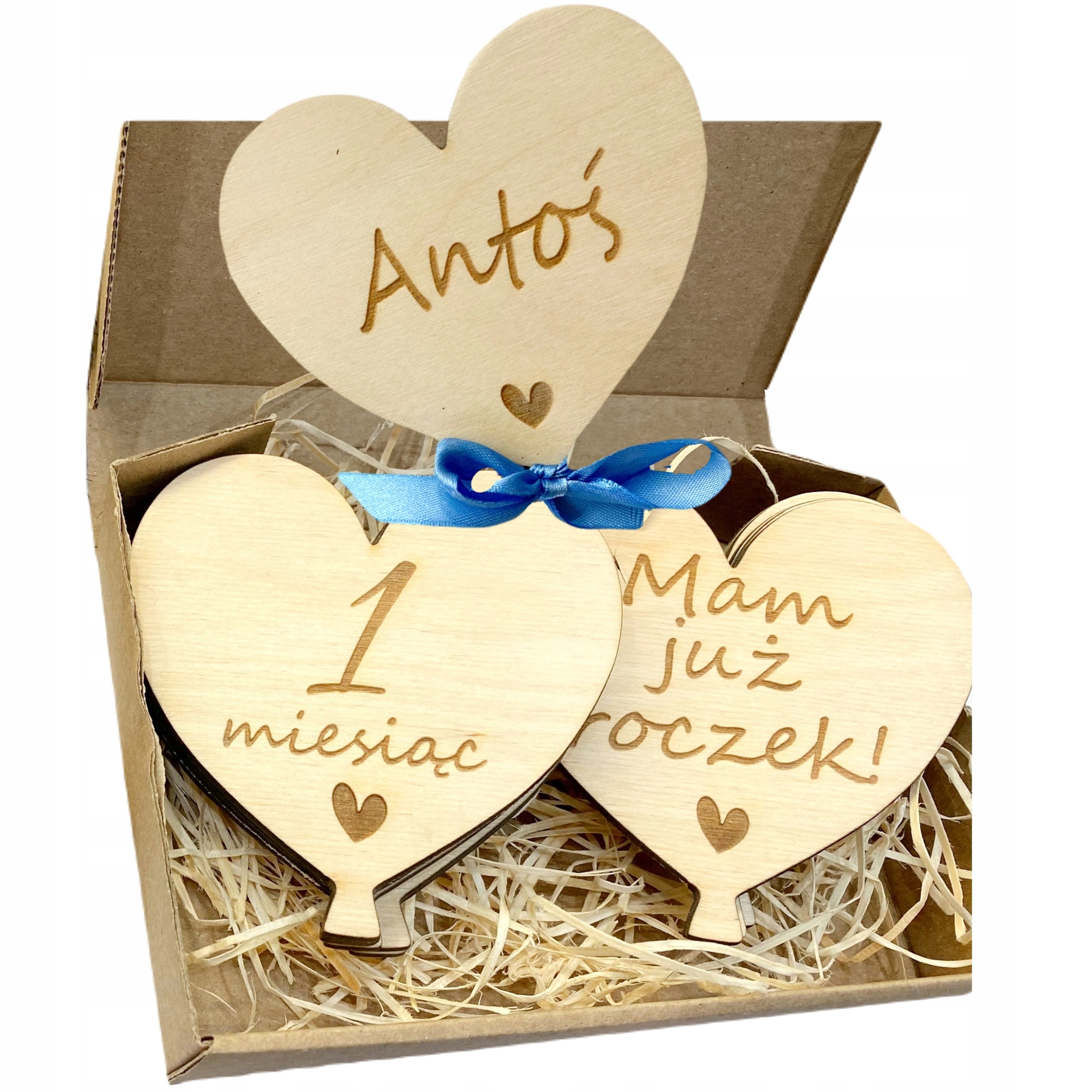 DREWNIANE TABLICZKI KARTY DO ZDJĘĆ DZIECKA SERCA