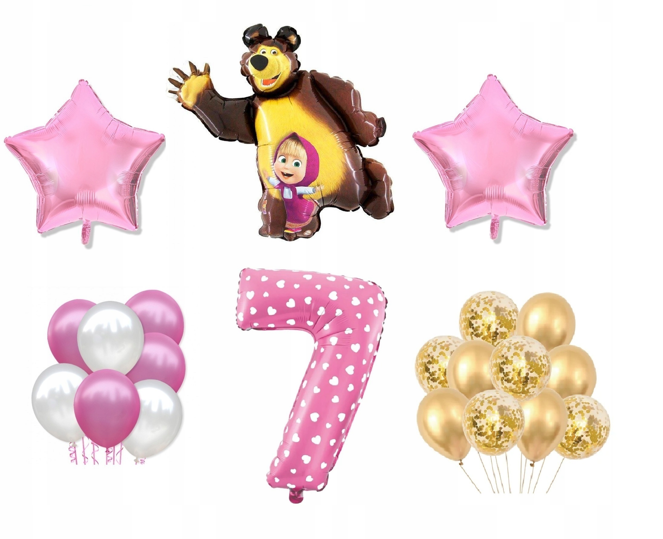 

Mini Zestaw Masza i Niedżwiedż 7 Urodziny Balony
