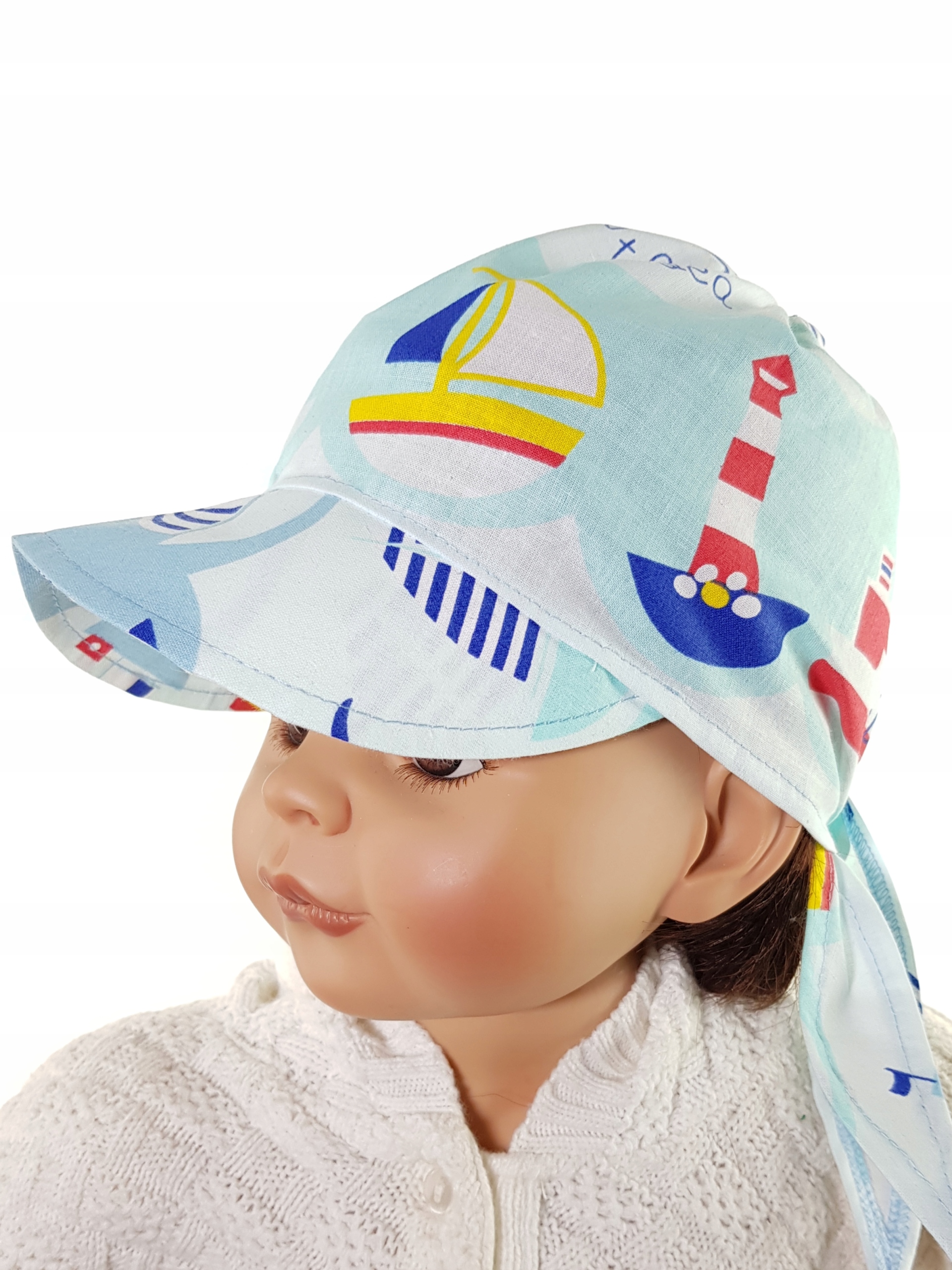 POLSKA UNIWERSALNA CZAPKA CHUSTKA CHUSTECZKA NA GŁOWĘ Z DASZKIEM 40 WZORÓW Rozmiar 42-56 cm