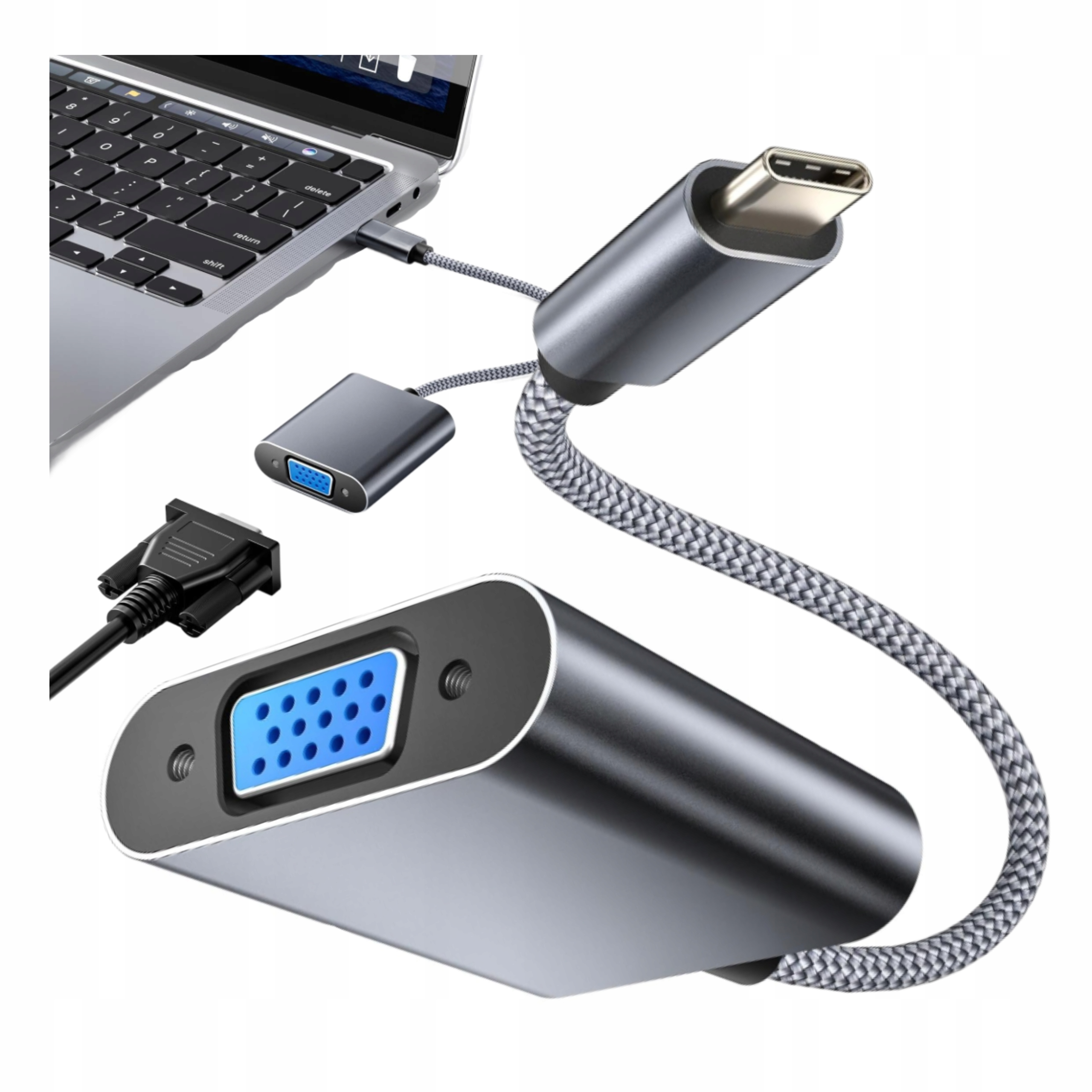 Adapter Usb C Do Vga 1080p IPhone 15 16 17 MacBook Pro Projektor Monitor
