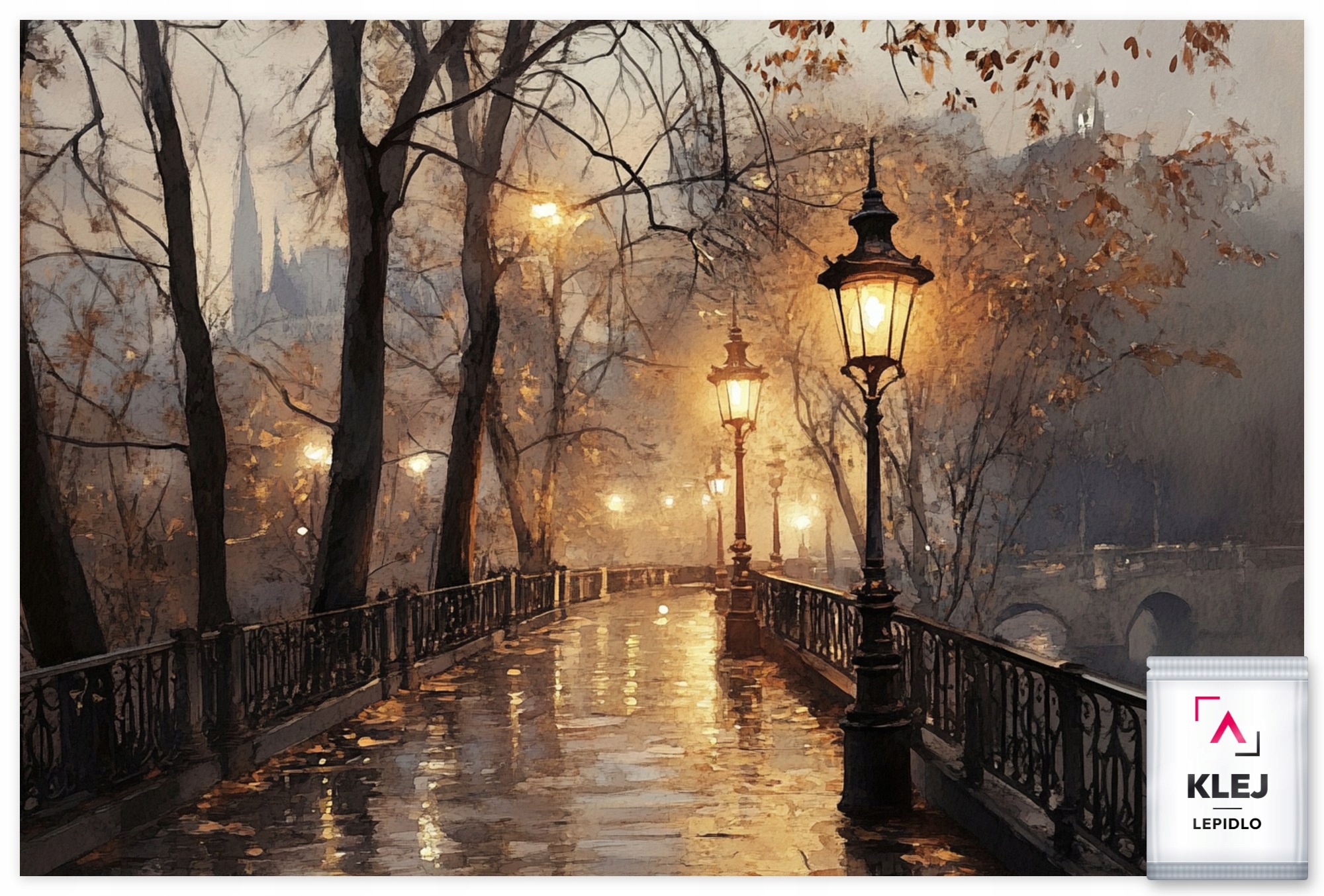 Fototapeta Flizelina Město Park Aleja Most Večer Podzim 416x290 130g