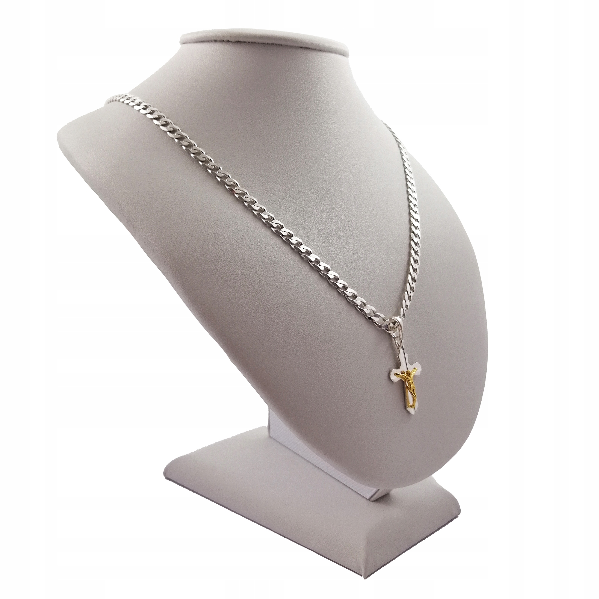 ŁAŃCUSZEK PANCERKA Z KRZYŻYKIEM 925 KOMUNIA GRAWER Długość całkowita 55 cm