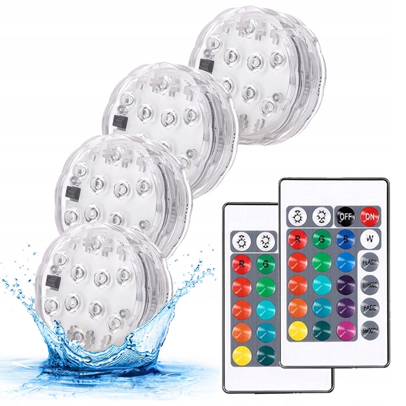 4x OŚWIETLENIE DO SPA BASENU PODWODNE BASENOWE LAMPKA LED RGB z PILOT IP68 Marka MatMay