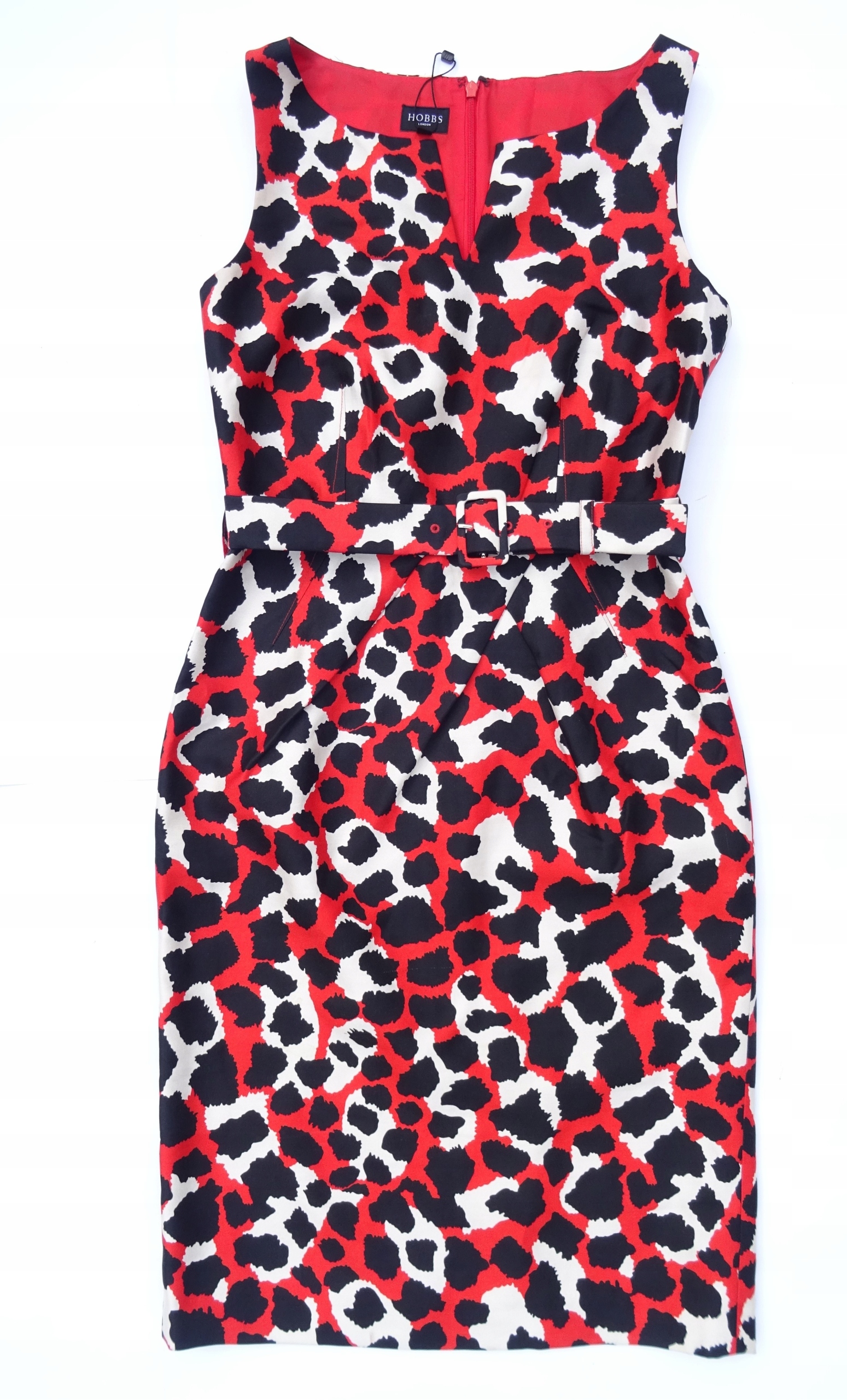 HOOBS ołówkowa sukienka z PASKIEM - JEDWAB wełna