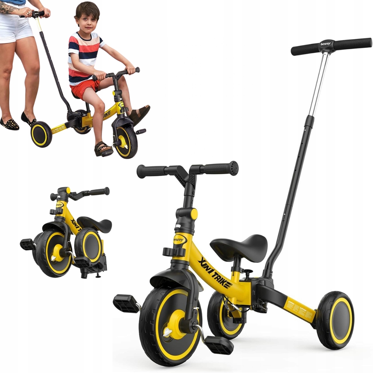 Rowerek trójkołowy dla dzieci 5-stopniowa regulacja uchwytu różowy Besrey