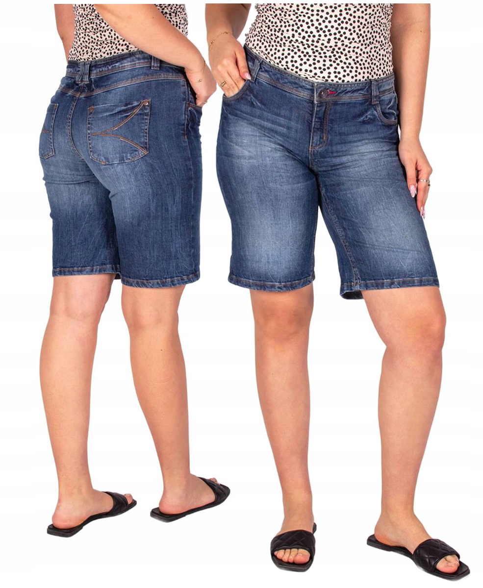 Krótkie Spodenki jeansowe damskie Szorty dżinsowe Przed Kolano 44 XXL Firi