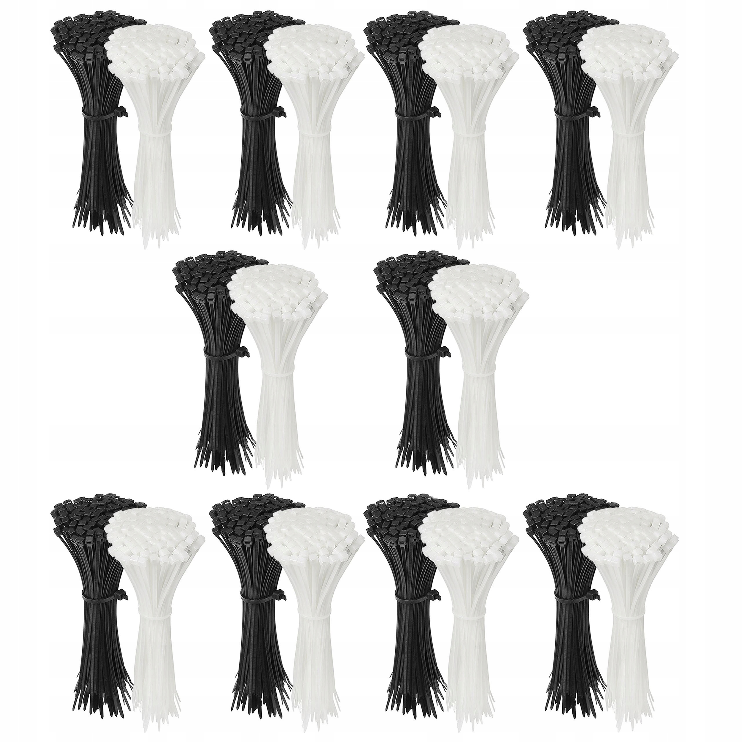 Opaski zaciskowe,trytki czarne+białe 200x3,6 x2000