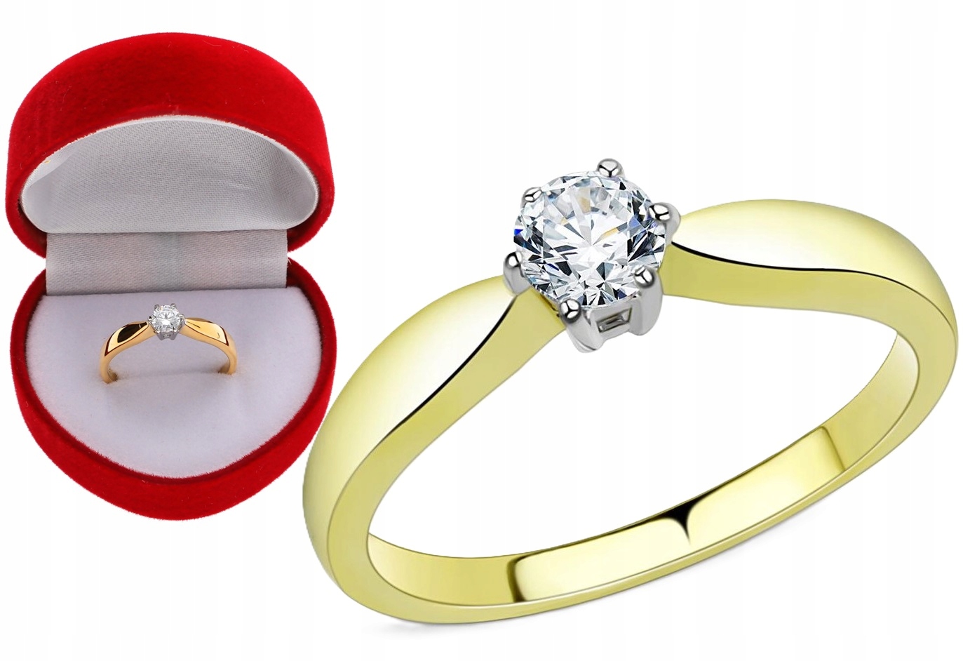 Zlatý zásnubní prstýnek One Way Srdíčko Červené velikost 13