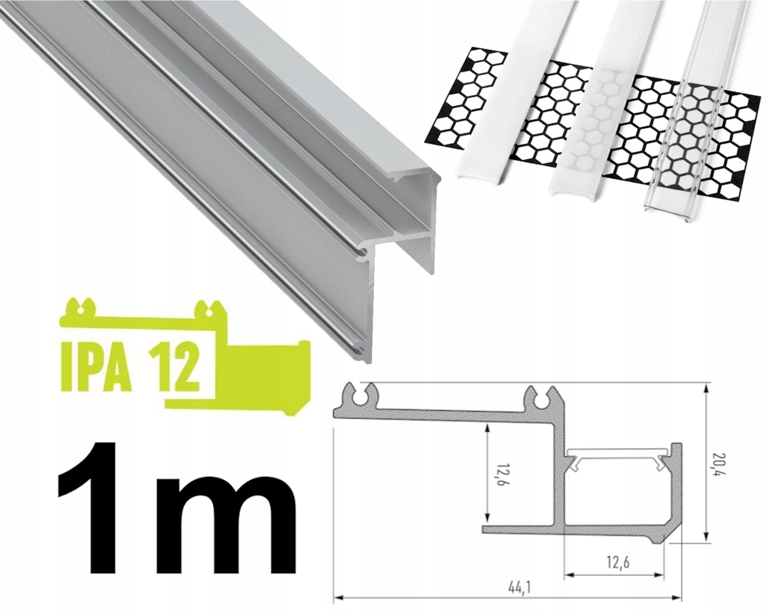 PROFIL LED zakończeniowy do płyty GK IPA12 SREBRNY