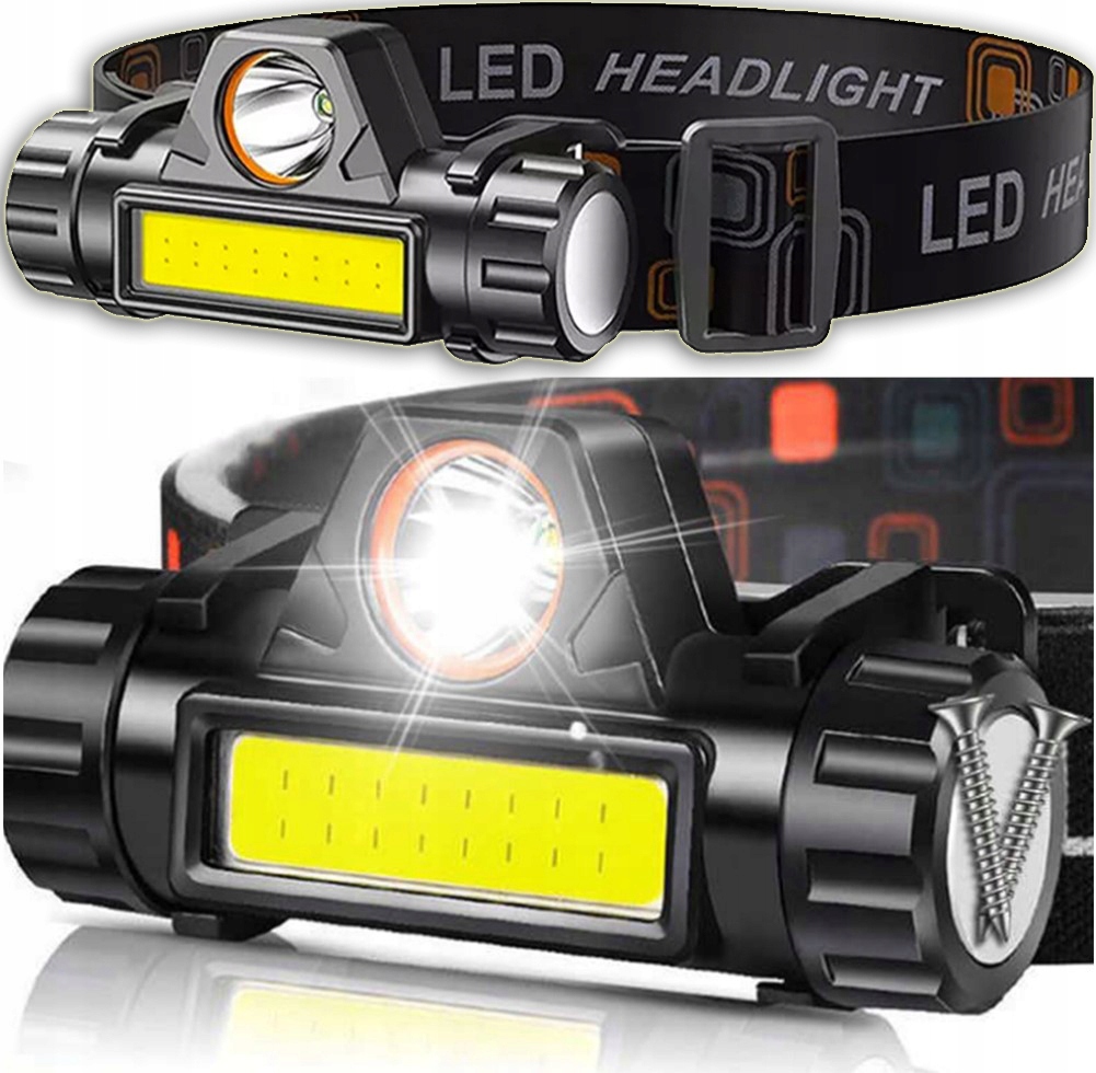 LATARKA CZOŁOWA LED XPE COB CZOŁÓWKA MAGNES USB