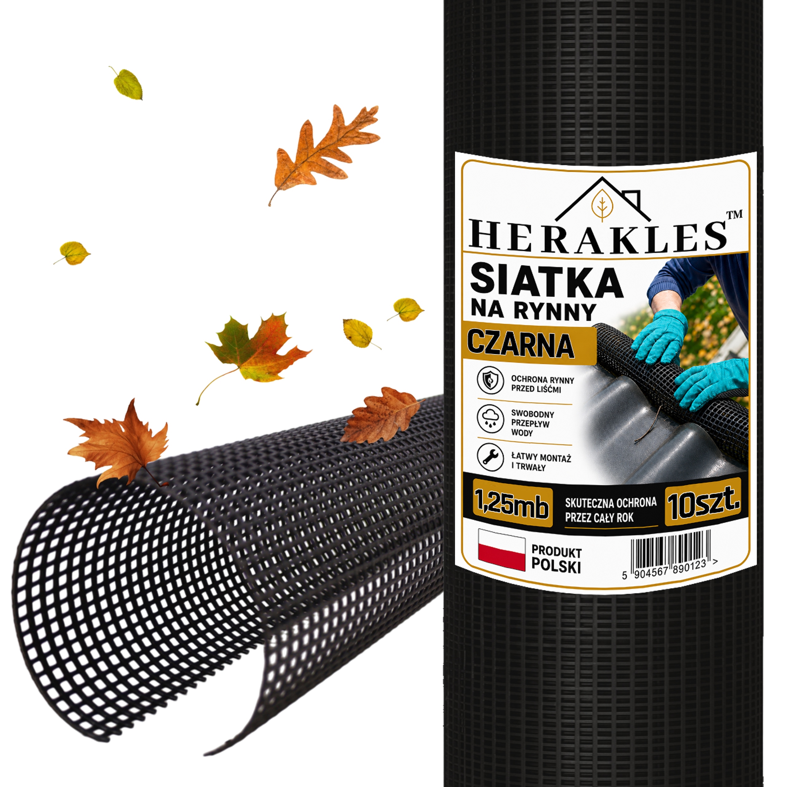 Siatka Ochronna Do Rynny Rynien 12,5 m Czarna 120-150 mm Przeciw Liściom Uv