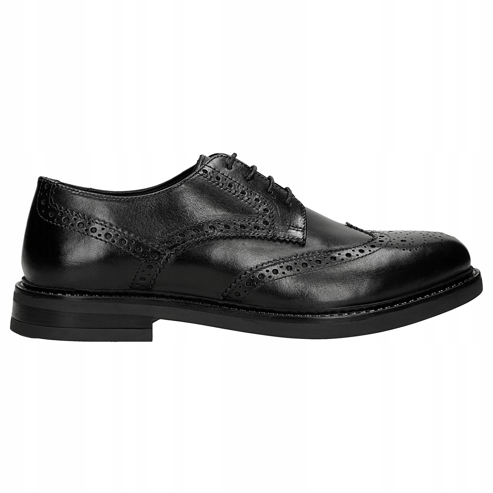 Černé pánské kožené brogsy z lícové kůže, velikost vel.