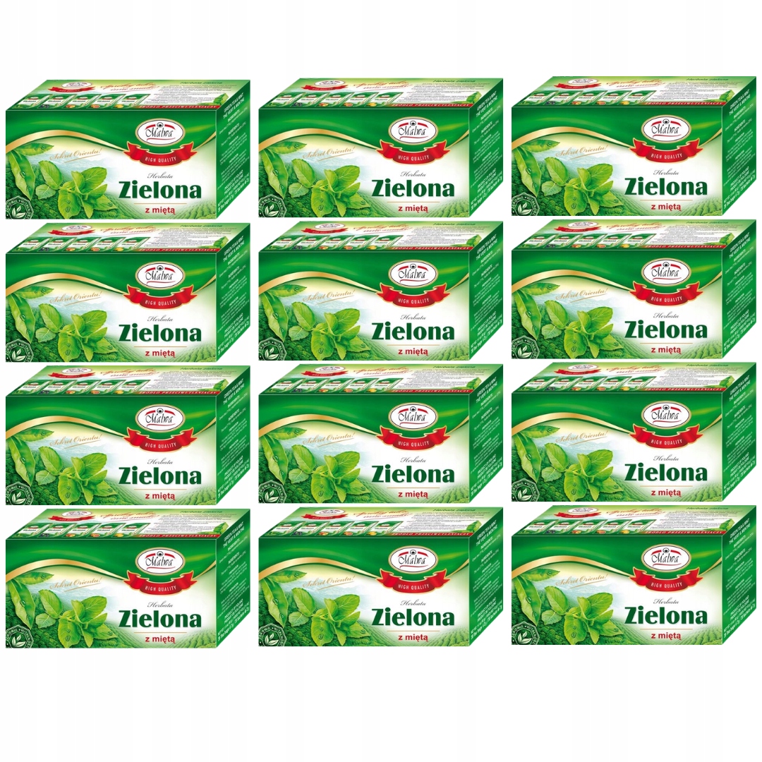 Levně Zelený Čaj Malwa s mátou 40 g (20 x 2 g) x 12 kusů