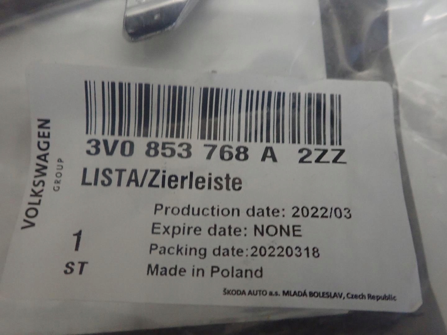 Chrom lišta nárazníku pravá SKODA SUPERB III 2015