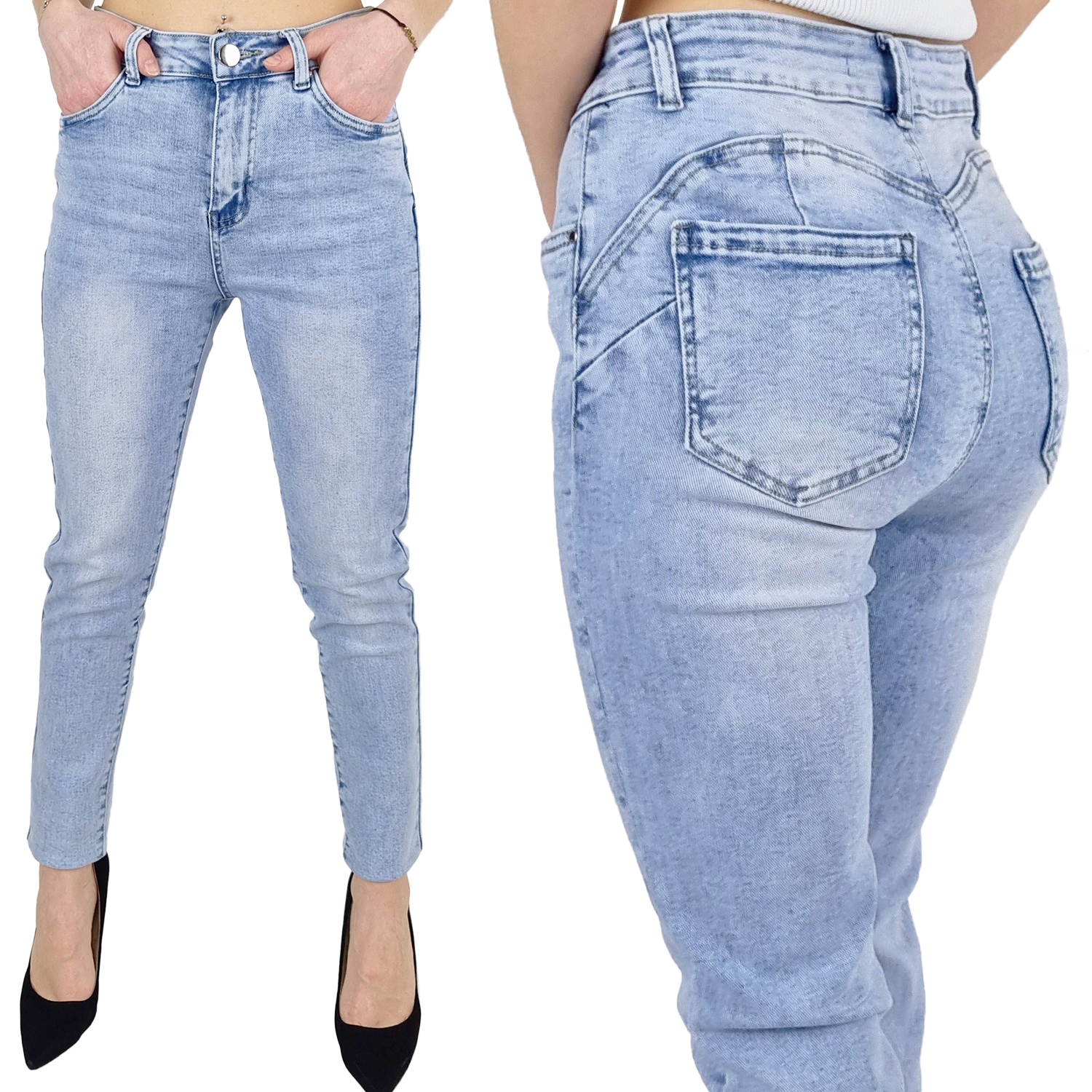 

Modne Damskie Spodnie Jeansowe Plus Size Push Up