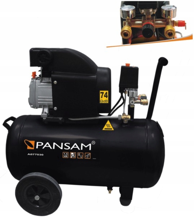 PANSAM A077030 KOMPRESOR OLEJOWY Z NAPĘDEM 50l Zasilanie sieciowe