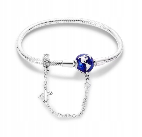 Modulární náramek pro Charms Řetízek Cestování Letadlo Stříbro 925 18 cm