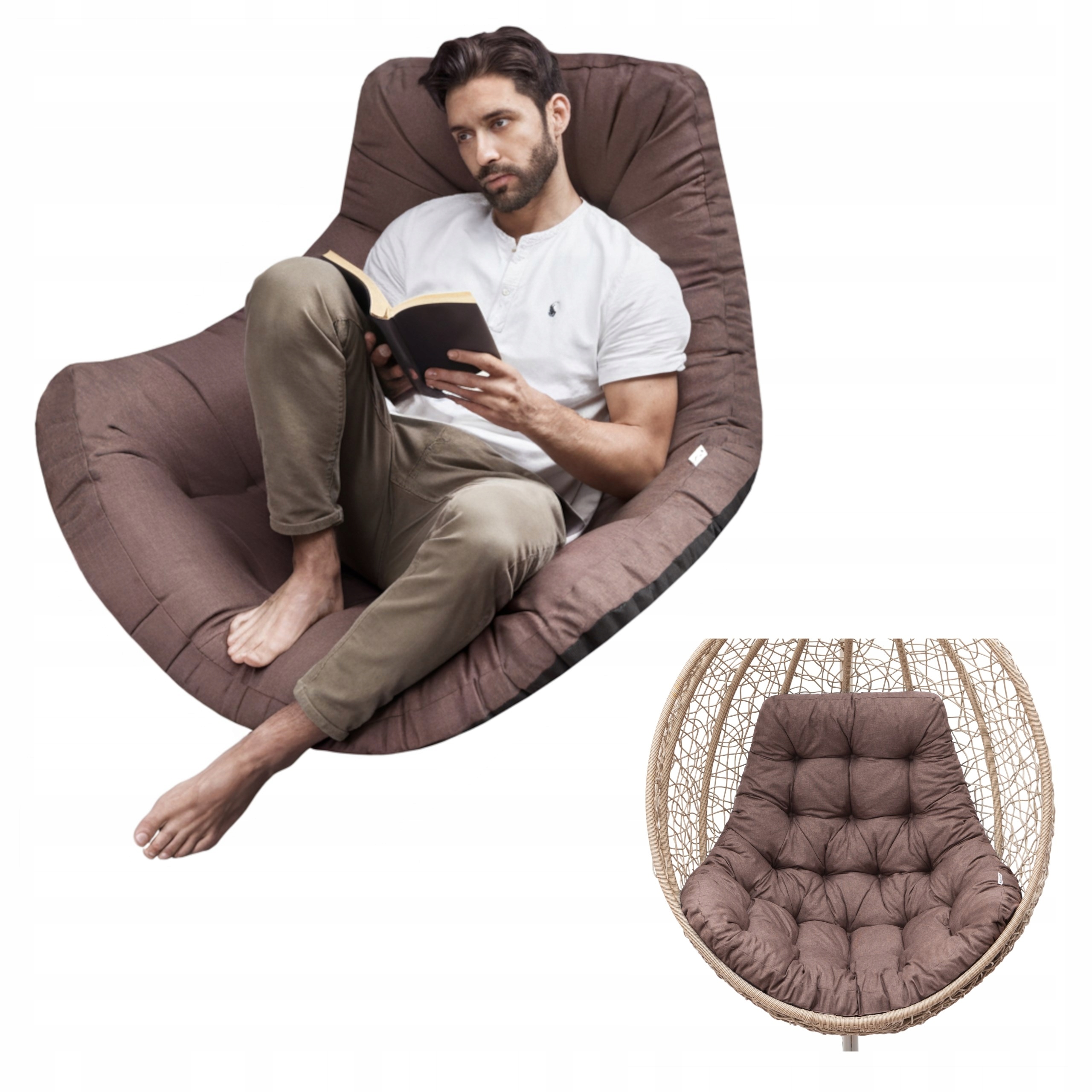 Vankúš na záhradnú hojdačku Vodotesný vankúš na kreslo Kokon 120 x 100 cm