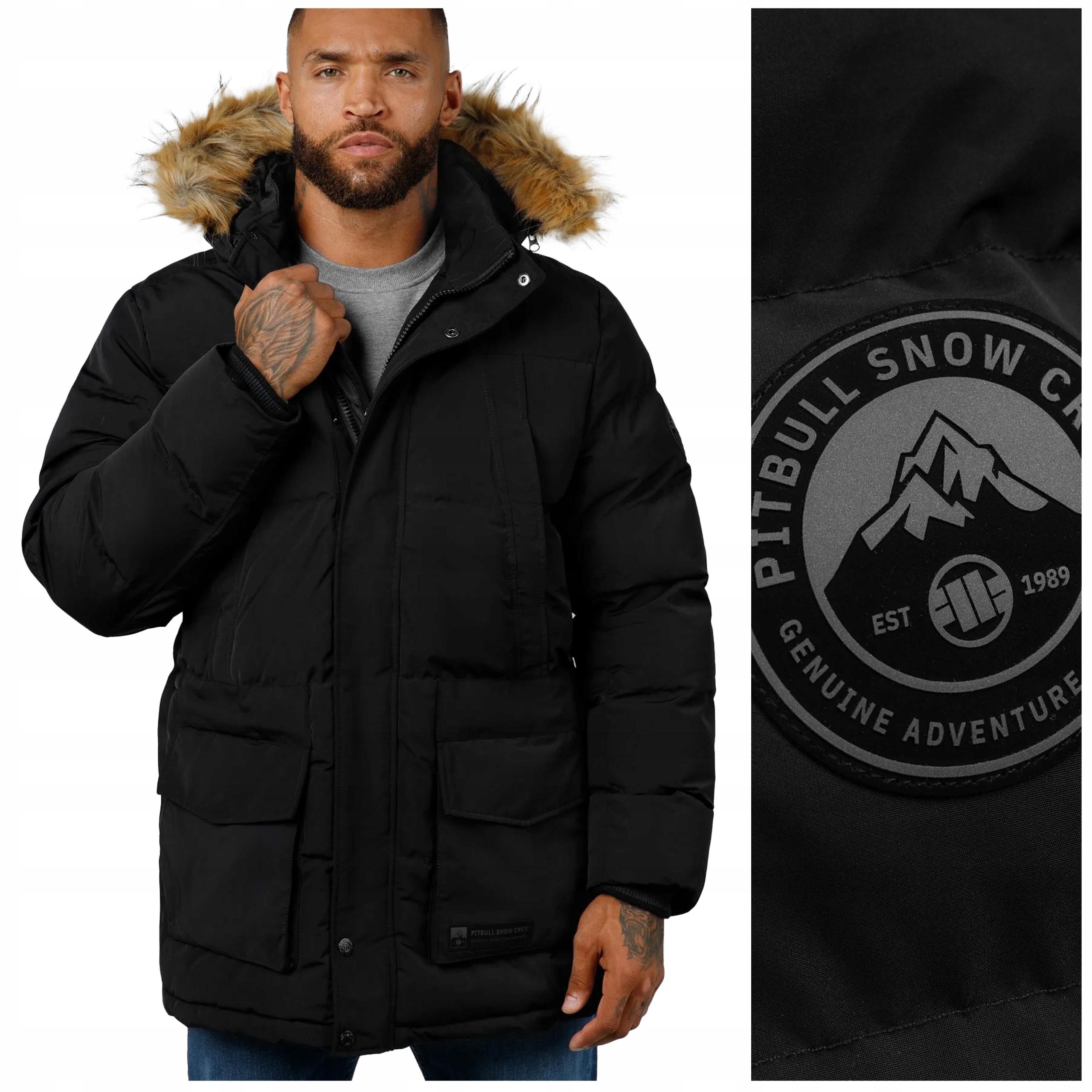 Prošívaná Zimní bunda bunda Pit Bull "forest" s kapucí vel. S , černá