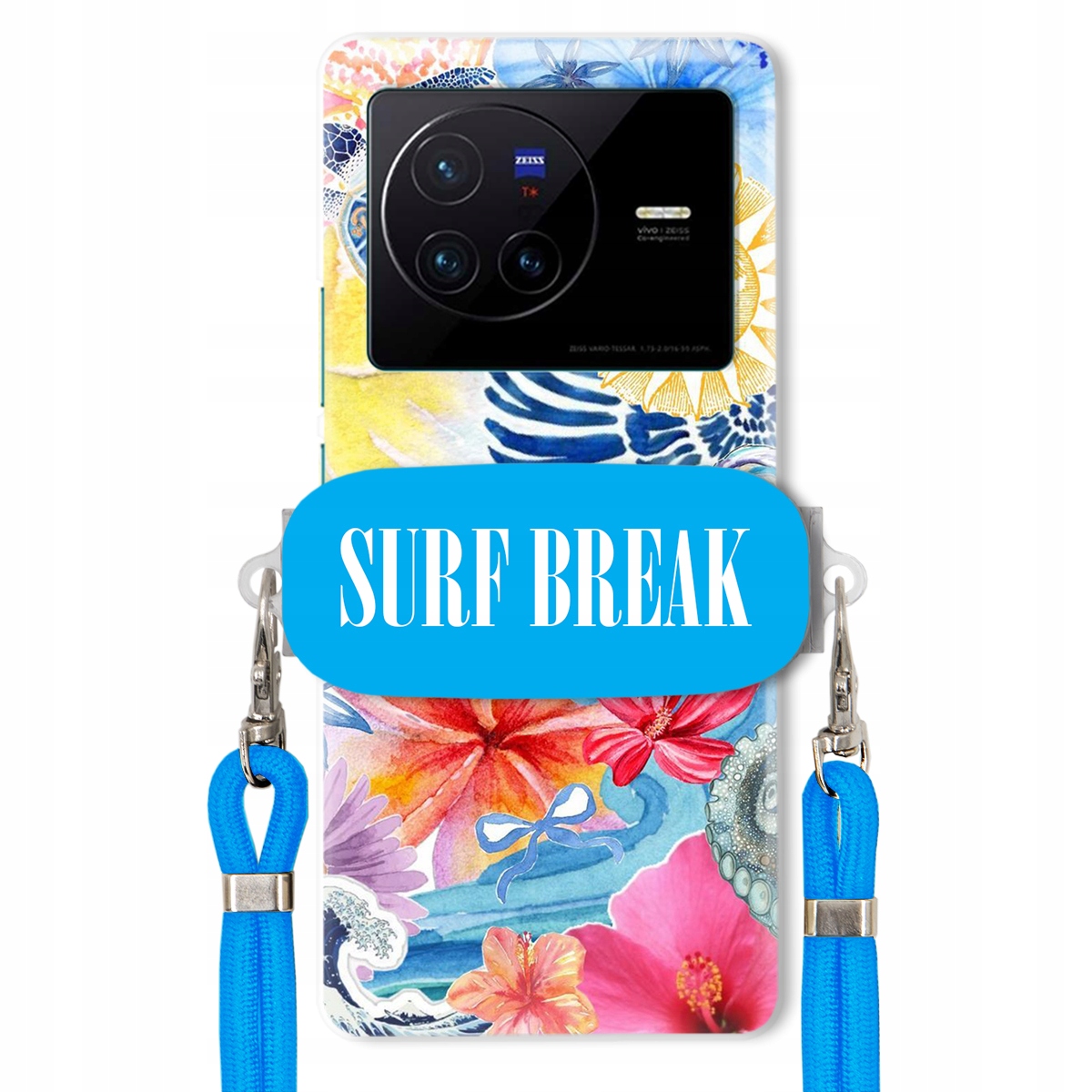 Puzdro pre Vivo X80 Vodítko Crossbody Blue Držiak Surf Break Pancierové Prázdninové