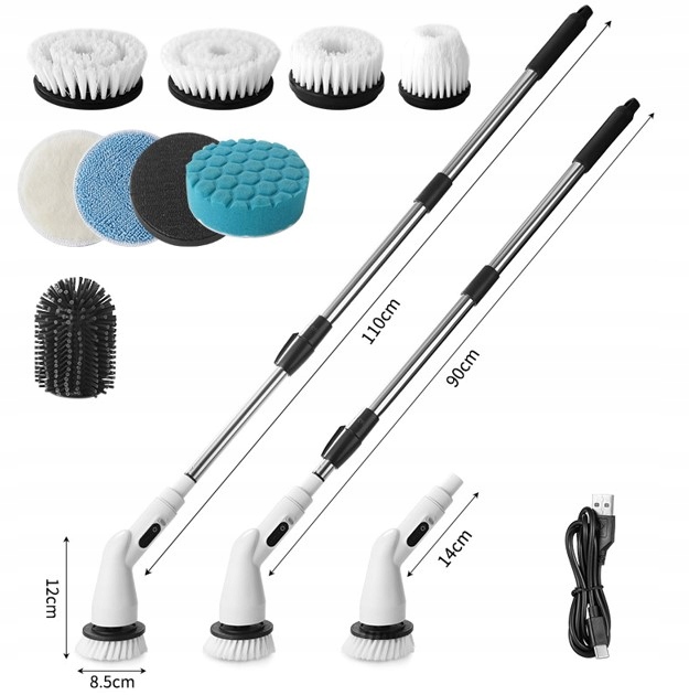 Levně Elektrický rotační mop s čisticími kartáčky pro 9 kartáčovacích hlav