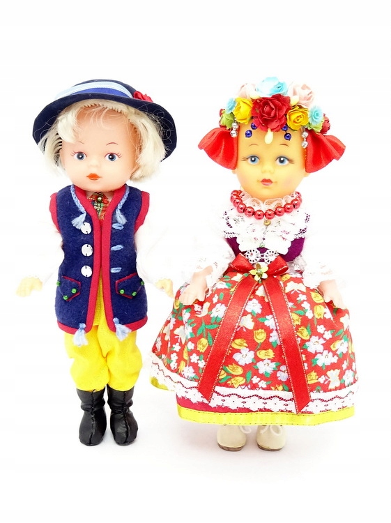 Polské Panenky V Kroji Pár Slezska 22CM.