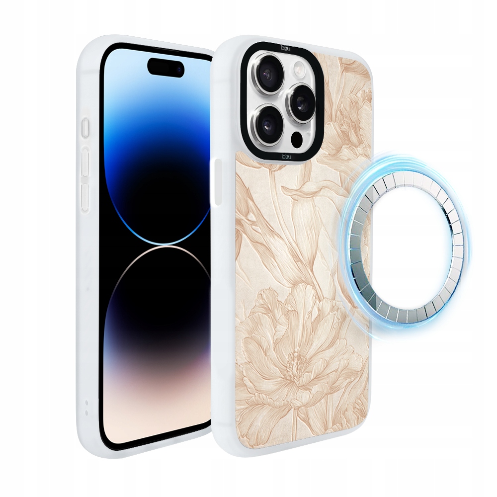 Pouzdro pro iPhone 14 Pro Ibizu DropGuard Matt s MagSafe, Biskwit, bílé