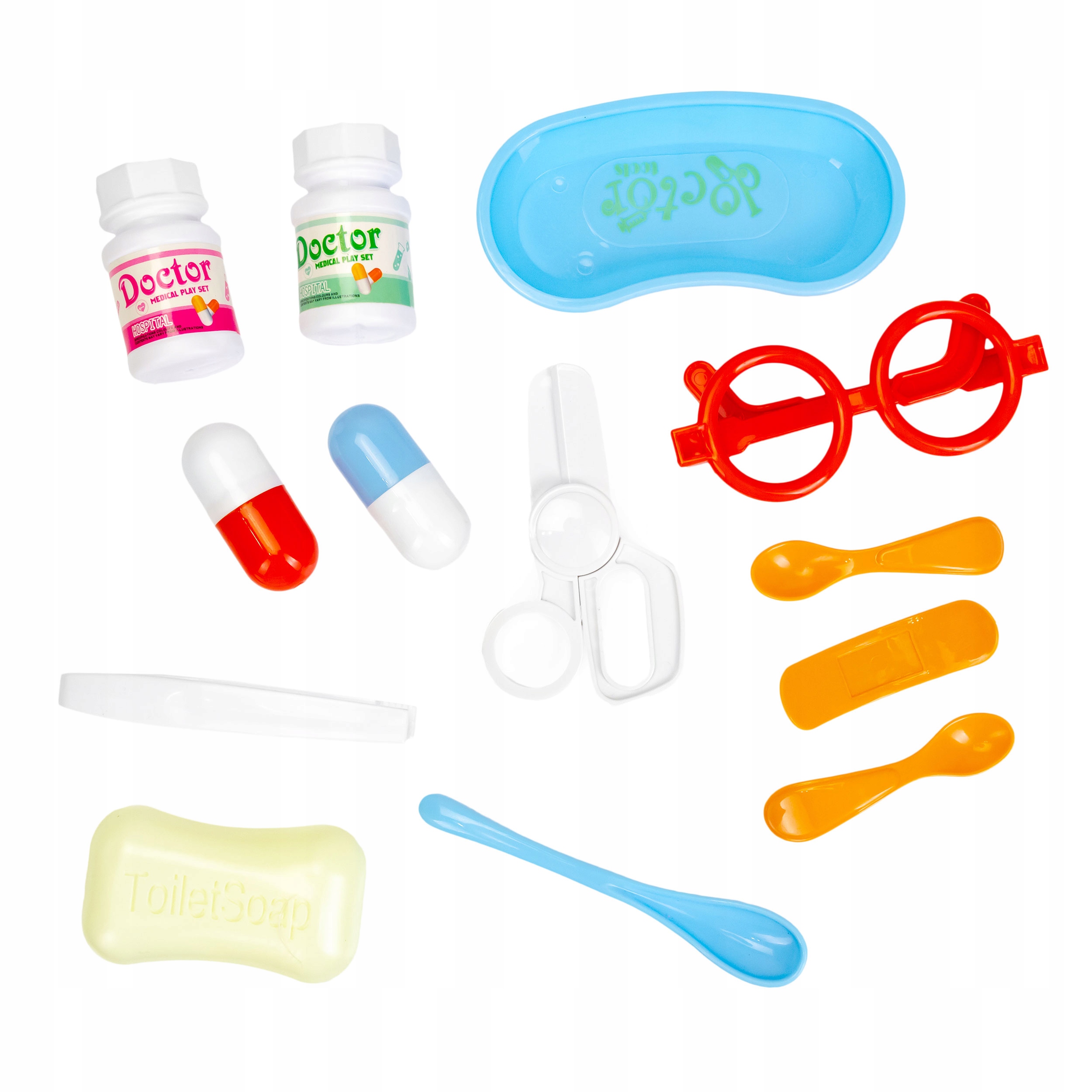 MAŁY DOKTOR ZESTAW LEKARSKI W KUFERKU DLA DZIEWCZYNKI FARTUCH AKCESORIA Wysokość produktu 15 cm
