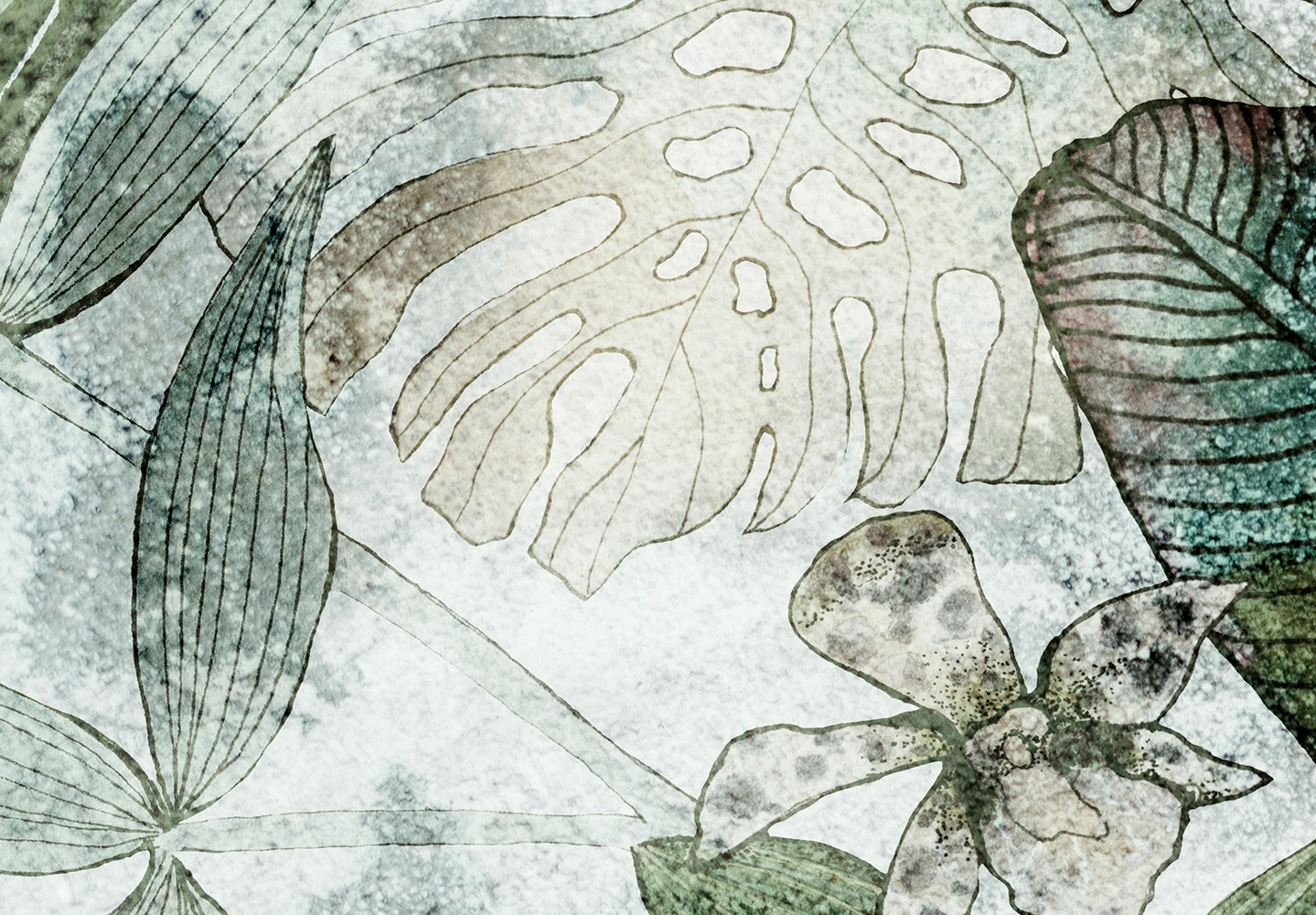 FOTOTAPETA BETON KWIAT LIŚCIE 400x280 b-C-0871-a-a Marka Artgeist