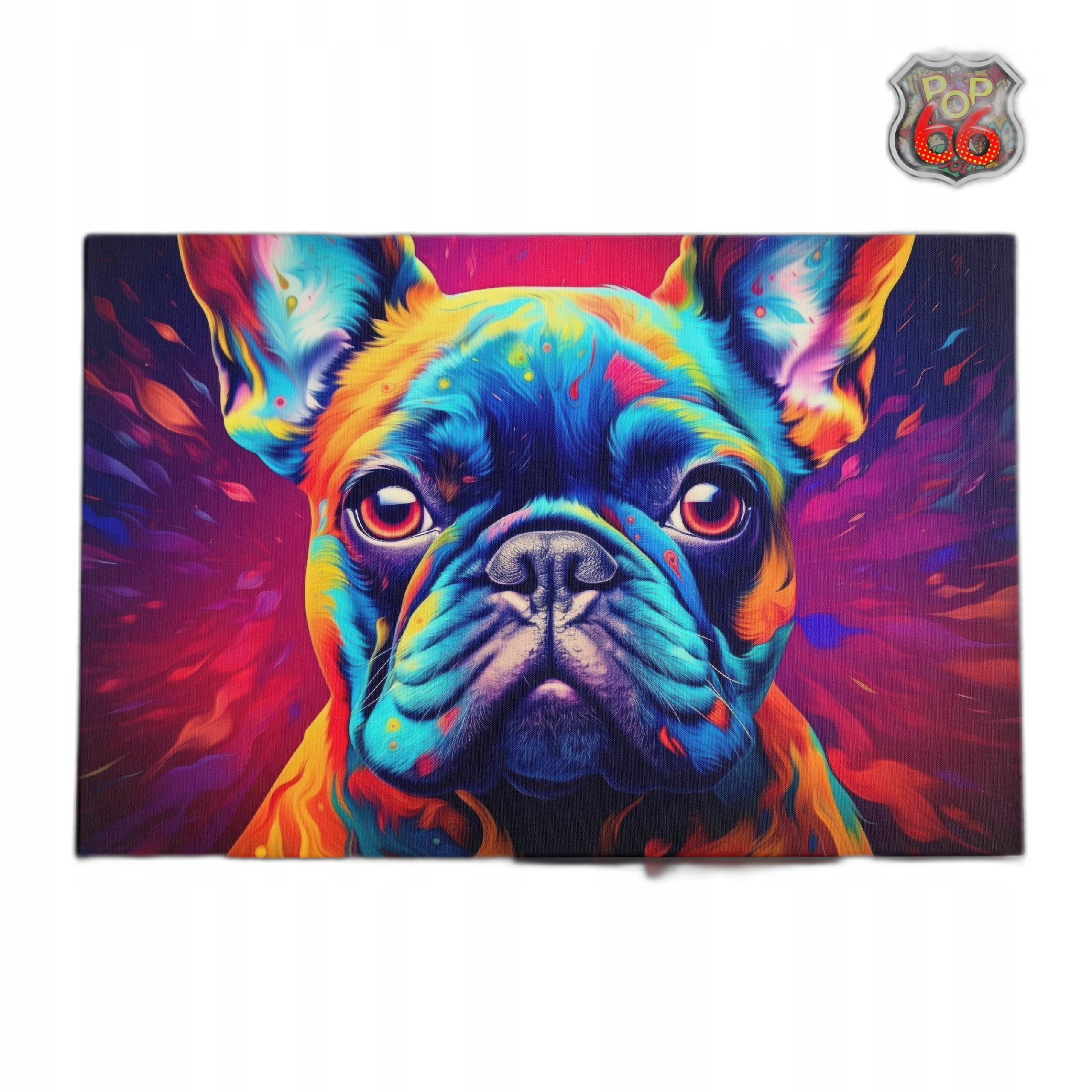 Obraz na płótnie do salonu, sypialni, buldog francuski, Pop-art, 60x40cm