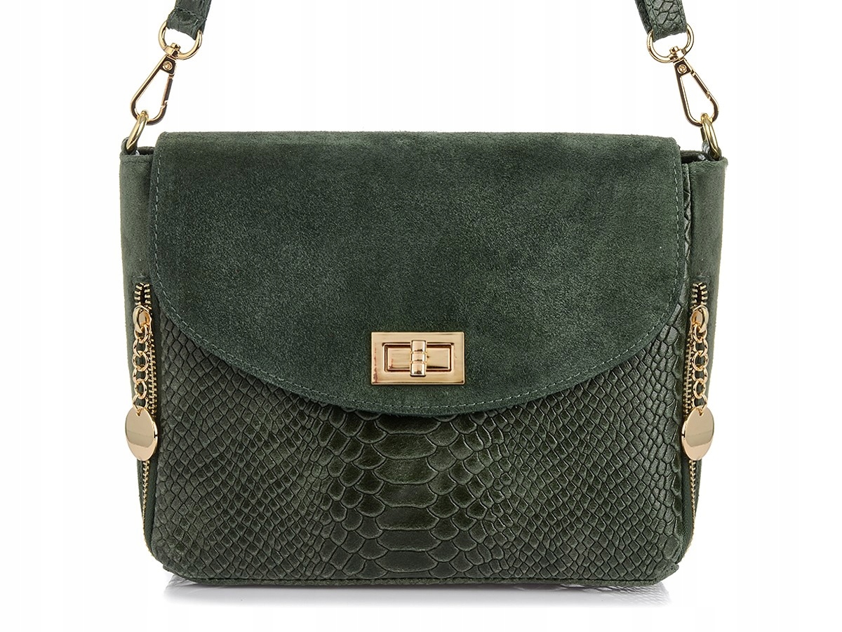 Tmavě zelená kabelka přes rameno kožená, elegantní dámská kabelka, italská kabelka