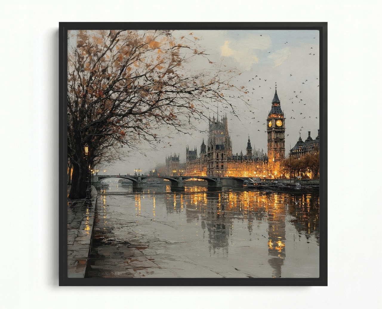 Obraz Rám Americký Box Pohled Anglie Londýn Big Ben Podzim Déšť 60x60