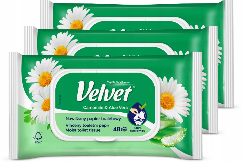 

Papier nawilżany Velvet Camomile Aloe Vera 42sz x3