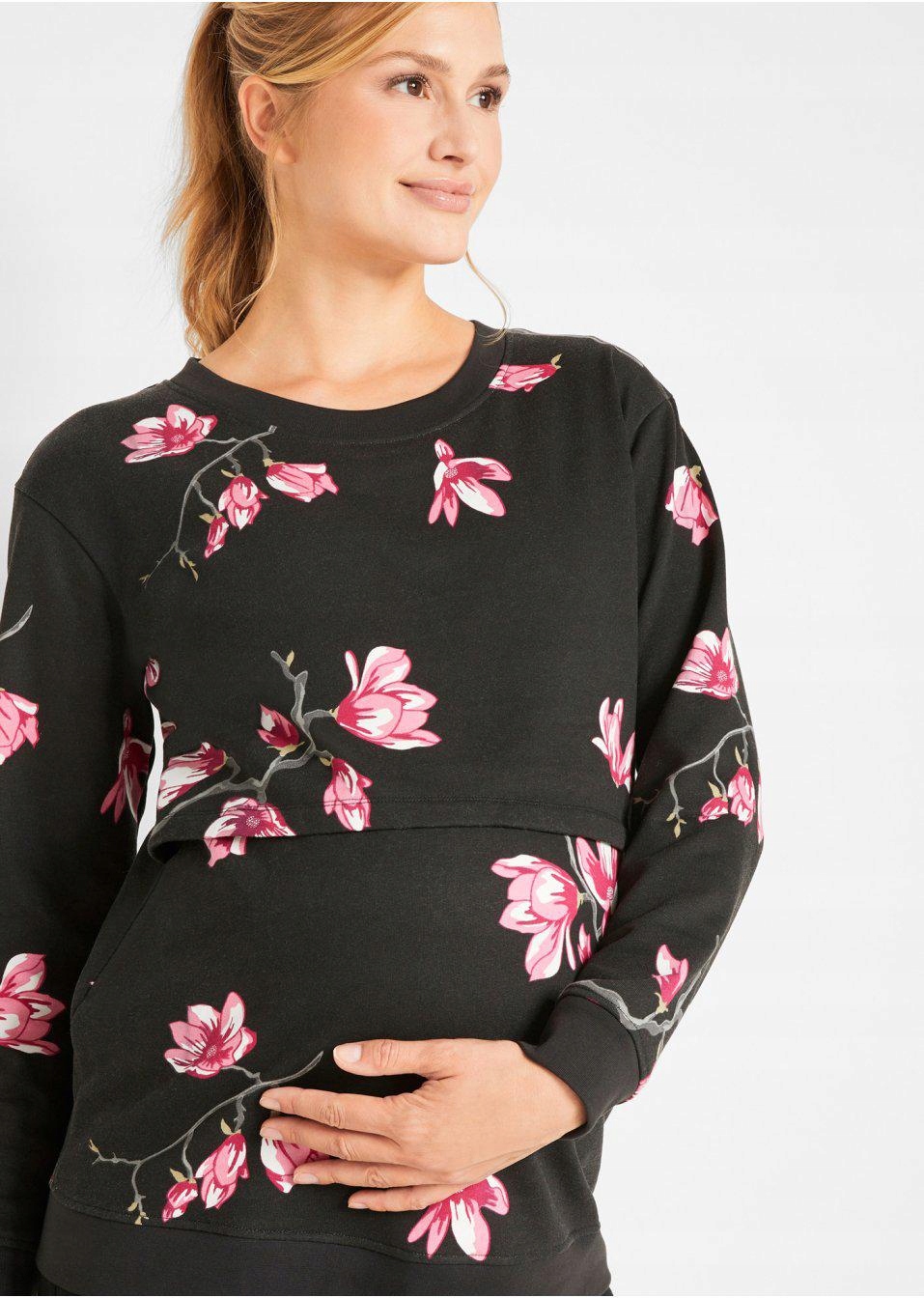 BLUZA W KWIATY DO KARMIENIA BONPRIX 52