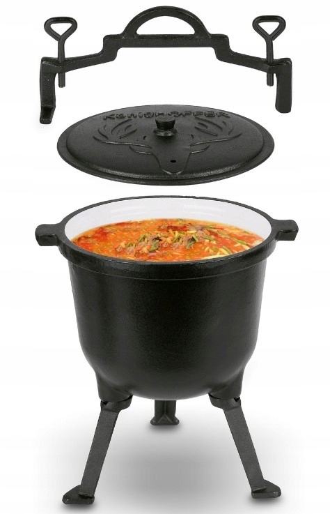 Kociołek Emaliowany Żeliwny Ognisko Mysliwski Wegierski Grill Pieczonki 8L