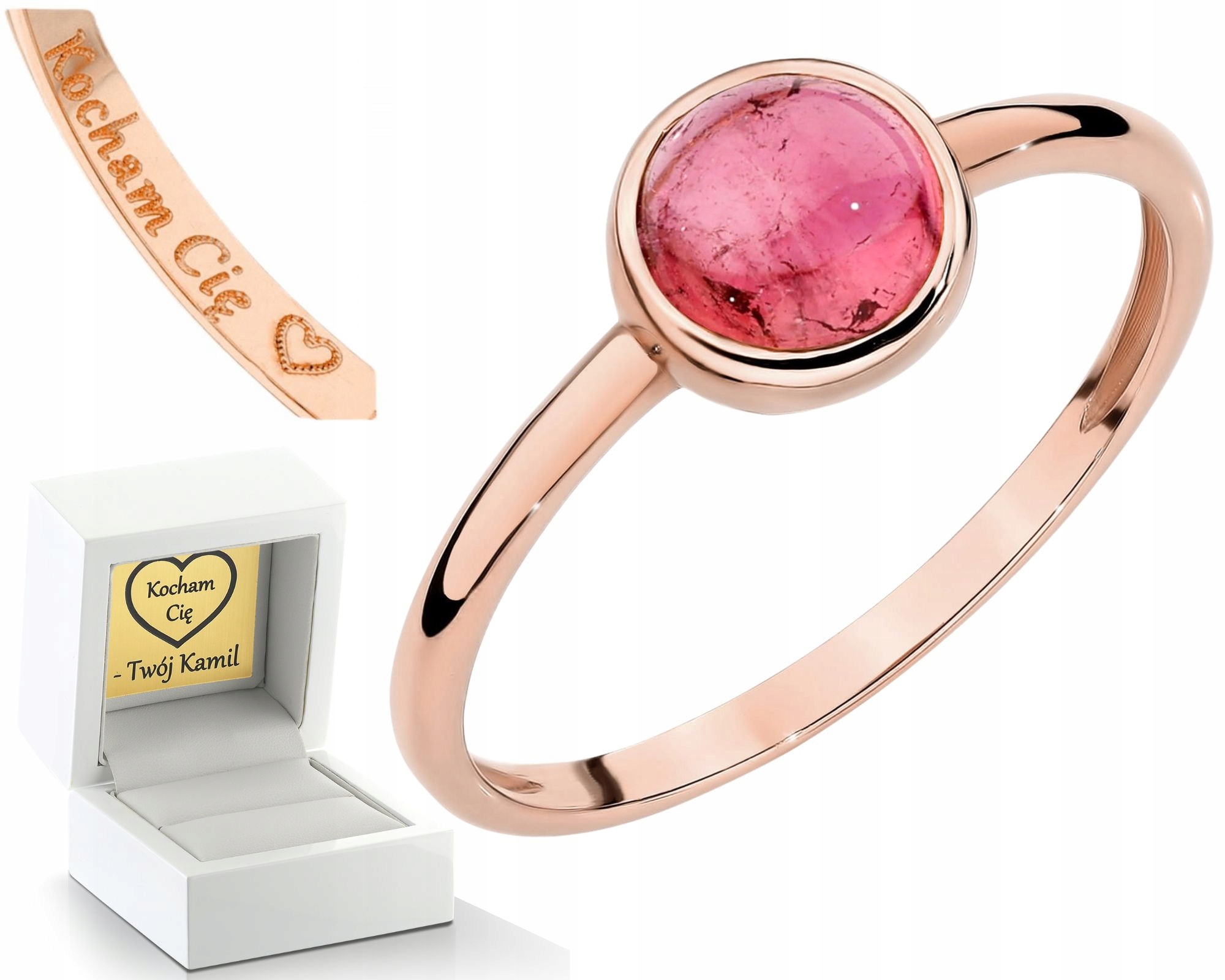 Přírodní Kámen Turmalín Elegantní Prstýnek Zlato 585